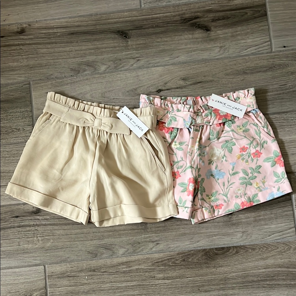 Janie and Jack High Waist Pink and Tan Shorts